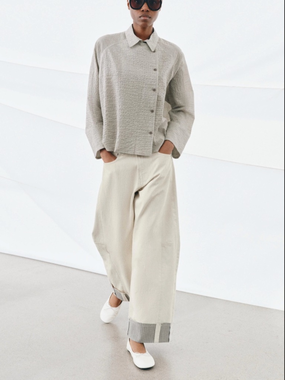 ZW COLLECTION ASYMMETRIC BUTTON-UP SHIRT